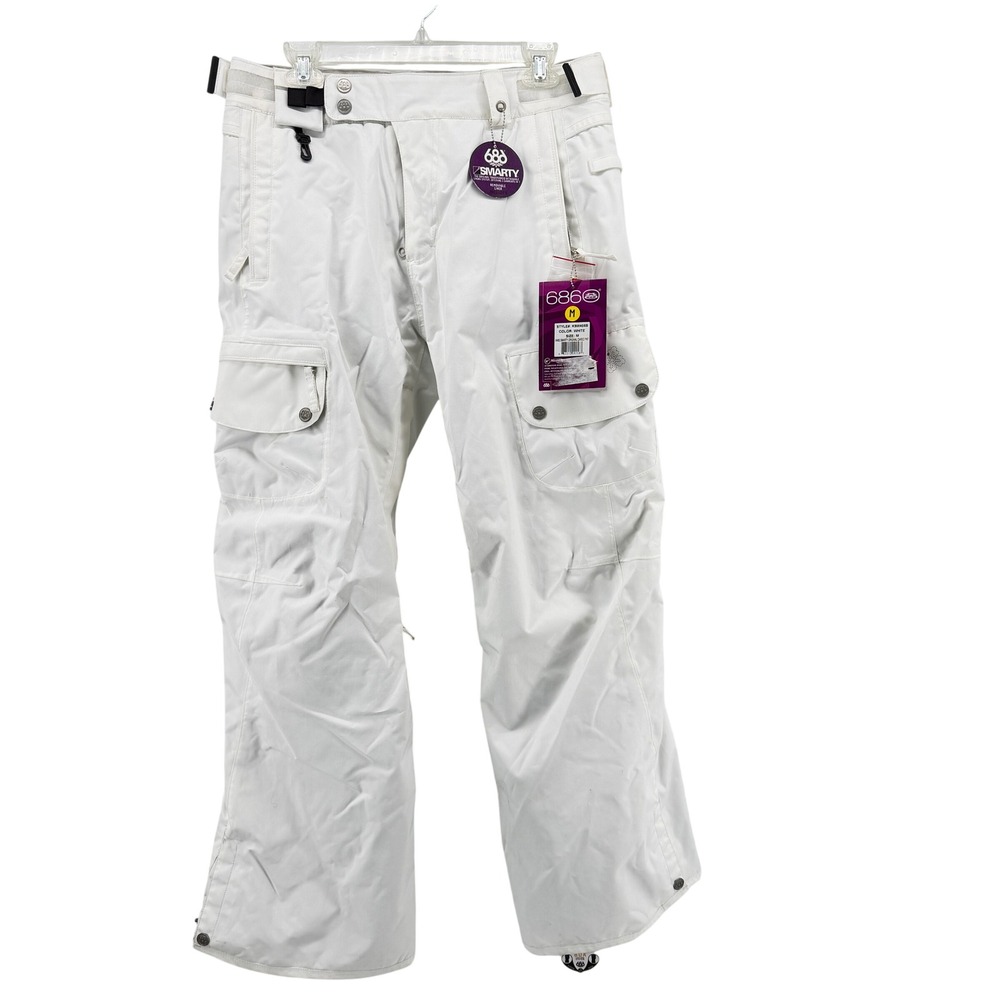 686 Smarty infiDRY Cargo Snow Pants White New Womens Medium K9W405B